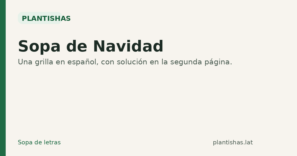 Sopa de letras de Navidad de Plantishas